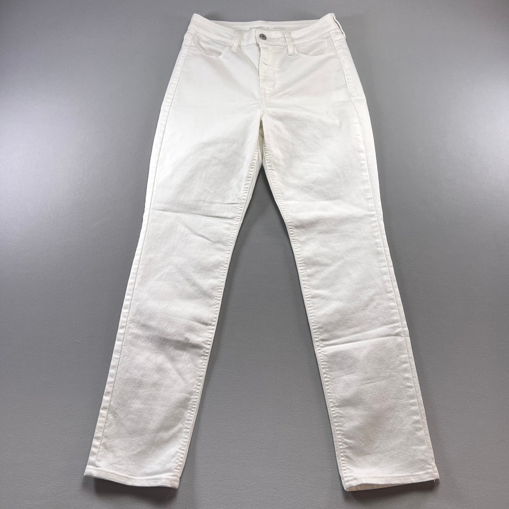 Old Navy Wow Straight Jeans Womens 6 White Cotton Stretch High Waisted Ankle